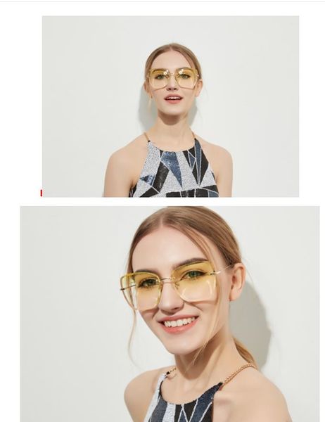 2018 Brand Design Diamond Big Box Square Sunglasses Female New Retro Ocean Transparent Color Sunglasses with Box NX