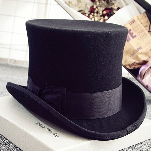 

2021 new 18.0cm(7 in.) black men or women wool high /uncle sam magician stove pipe gun rose slash sherlock hat 9gvk, Blue;gray