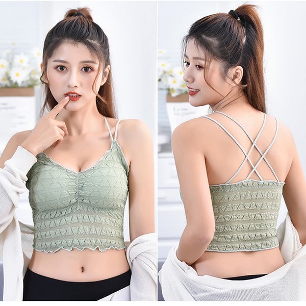 

female knit breatable crop solid color thin cross beautiful back underwear new lingerie, Black;white