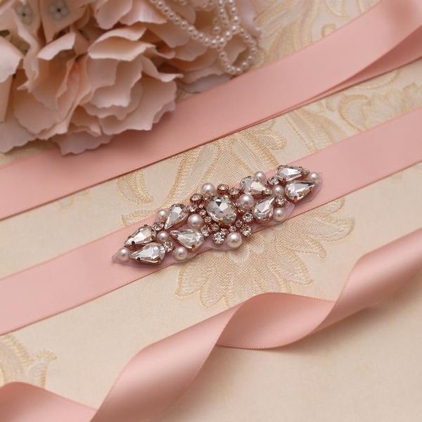 

wedding sashes missrdress pearls belt rose gold bridal crystal sash rhinestone and for decoration jk904, White