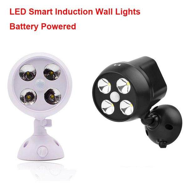 

led smart wall lights lamp human body induction + light sensor control battery powered flexible corridor outdoor garage yard