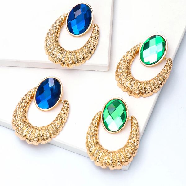 

bohemian golden metal dangle earrings inlaid with crystals statement rhinestone drop earring for women jewelry, Silver