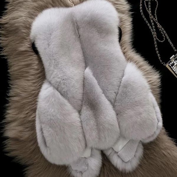 

fake fox fur vest for women short style spring autumn new korean puffy gilet fur vests jacket winter, Black;white