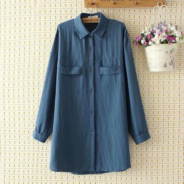 

women's blouses & shirts plus size 2xl-4xl long sleeved blouse solid spring summer large top, White