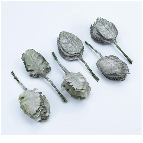 

12pcs fake rubber leaf flowers for scrapbooking artificial plants for home wedding decoration diy christmas wreath g jllzza