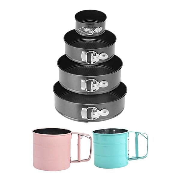 

4/7/9/10 inches non-stick pan / cheesecake pan/cake mold,removable bottom with 2 pack handheld flour shaker