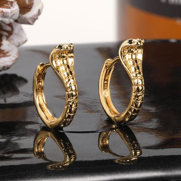 

hoop & huggie punk charm small earrings for women fashion animal gold silver color round snake 2021 trend jewelry, Golden;silver