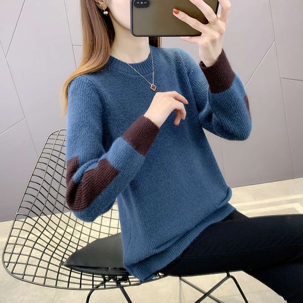 

loose lazy sweater women's thickened base shirt autumn and winter 2021 new t-shirt pocket, White;black