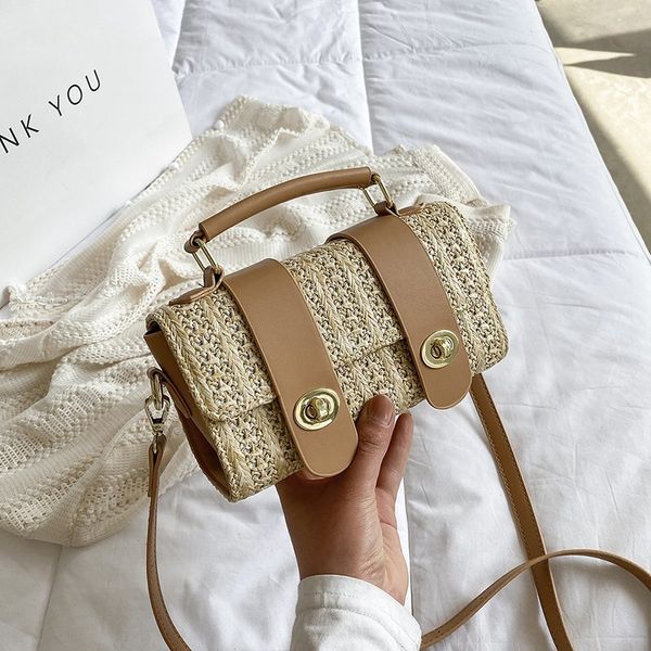 

straw woven women shoulder bag ladies messenger bag women handbag luxury design small square bag girl phone bags for 2021