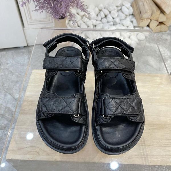 

sandals 2021 summer leather sports comfortable flat women trendy shoes designer for, Black