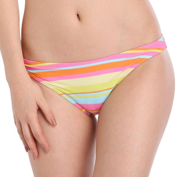 

rainbow stripes bikini shorts panty large size female swim bottom europe fully lined nylon women swim panty 01#