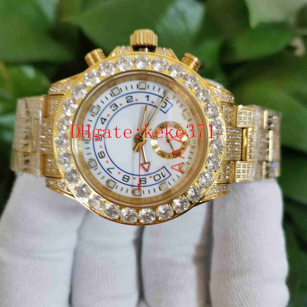 

bp watches 44mm 116688 full diamond bracelet no chronograph yellow gold diamond 2813 movement mechanical automatic mens watch men luminescen, Slivery;brown