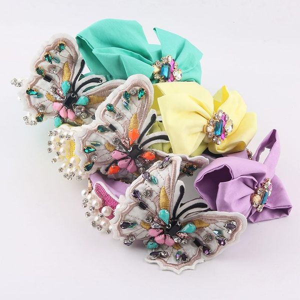 

hair clips & barrettes butterfly pearl colorful headband fashion inlaid color rhinestone flowers milk silk fabric accessories 922, Golden;silver