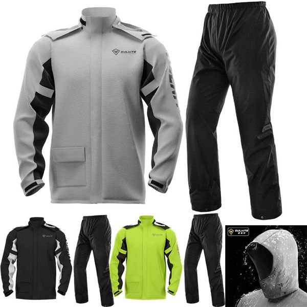 

racing jackets sulaite rainwear motorcycle raincoat suit men lady outdoor ultrathin rain coat waterproof cycling hiking protect cloak moto 2, Black;red