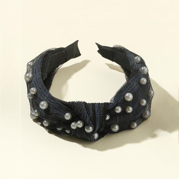 

hair accessories vintage knotted headbands for women solid color hairbands net navy blue hoop fashion headwear