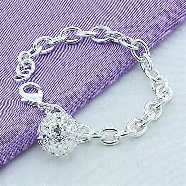 

charm bracelets 925 silver delicate mesh ball pendant bracelet for women wedding engagement birthday anniversary fashion jewelry trendy gift, Golden;silver