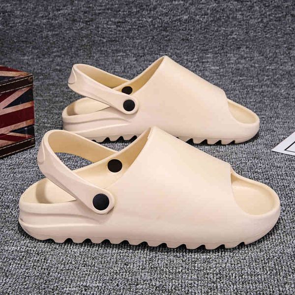 

75% off outlet online summer men sandals cool casual beach slippers fish mouth slides flip flops outdoor male cartoon shoes graffiti foam ru, Black