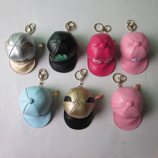 

fine key chain pu material cricket-cap hat shape small bag pendant, Silver