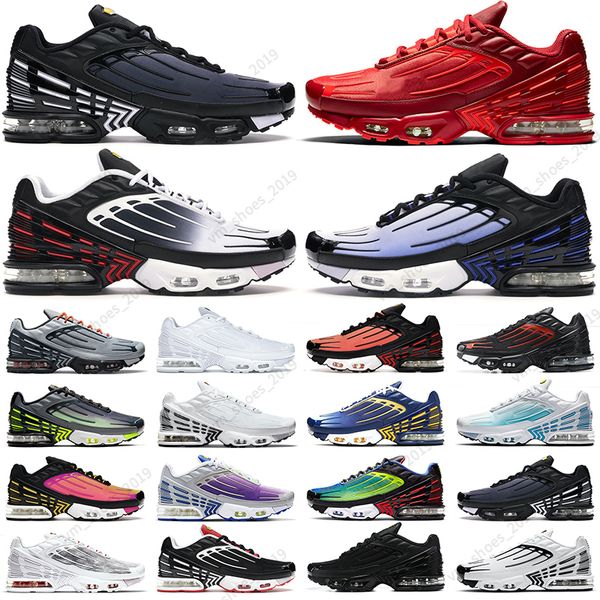 

36-45 tn 3 mens running shoes triple white black red cool grey crater crimson green hyper blue michigan multi color zebra men trainers