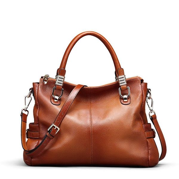 

evening bags 100% genuine leather tote bag women handbag retro brown large capacity lady shoulder vintage big