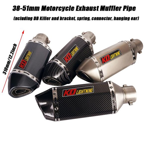 

motorcycle exhaust system stainless steel tail exhasut vent pipe db killer 12.2inch length 38-51mm baffler