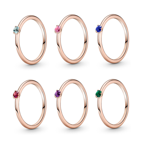 

cluster rings colorful gemstone pan-style thin sterling silver ring for women wedding engagement promise gift rose gold plated 925 jewelry, Golden;silver