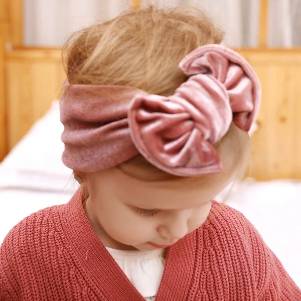 

newborn velvet hair bow headband ,kids girls wide turban headbands baby head wraps gift christmas hair accessories, Slivery;white