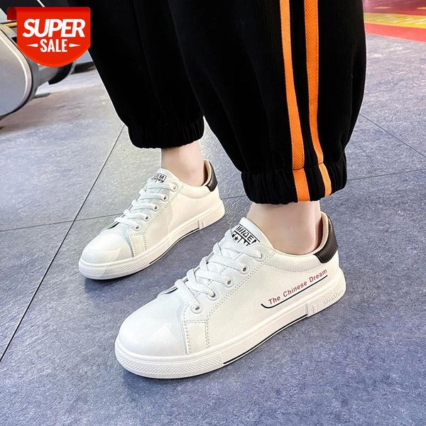 

2021 spring autumn woman shoes fashion new pu leather shoes ladies breathable cute flats casual white sneakers students #005y