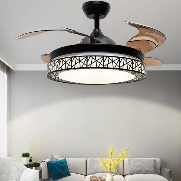 

chandeliers 42" modern ceiling fan fandelier cage with light remote control bladeless reversible motor