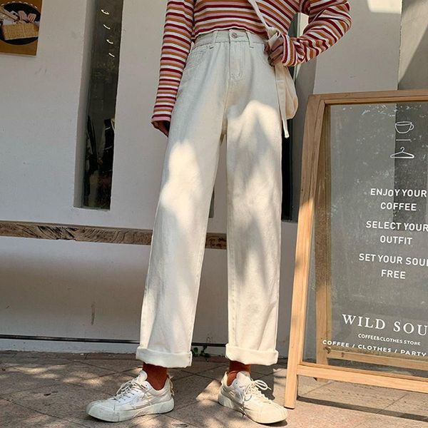 

women's jeans vintage streetwear high waist wide leg pants baggy harajuku straight denim trouser, Blue