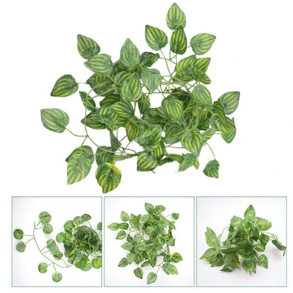 

5pcs artificial grape creeper leaves color print vine garden wall hanging rattan