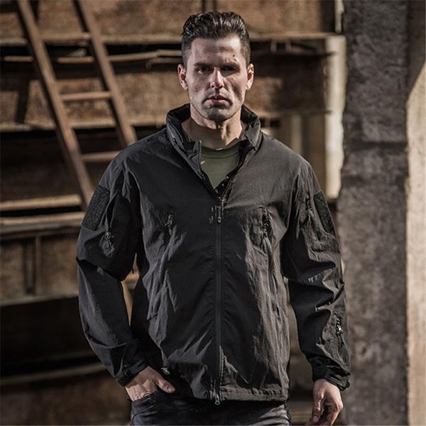 

men's jackets lightweight tactical jacket men waterproof mulit pockets soft shell military army clothing breathable bylon windbreaker, Black;brown