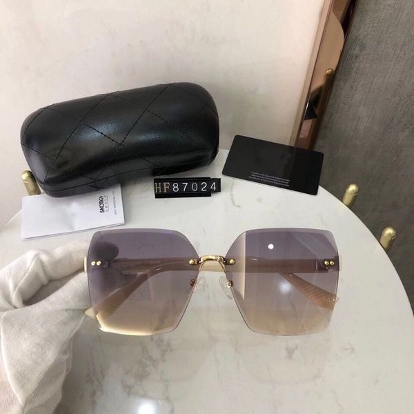 

2021 new frameless fashion brand fashion designer sunglasses large square frame summer elegant style mixed color, White;black