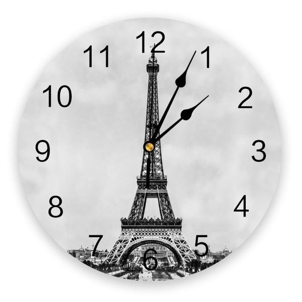 

eiffel tower paris france wall clock home decor bedroom silent oclock watch wall digital clock for kids rooms