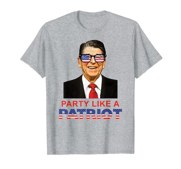 

party like a patriot ronald reagan sunglasses usa t-shirt, White;black