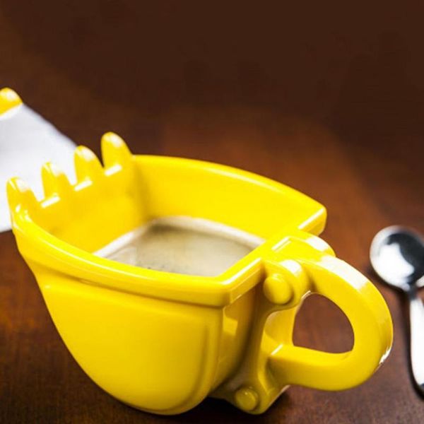 

mugs creative coffee cup digger excavator bucket model design milk water gift with spoon