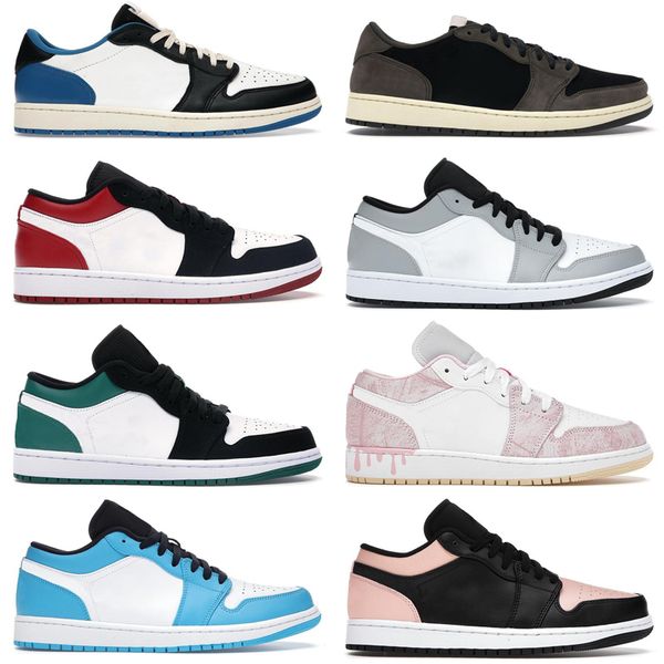 

unc low 1 1s men basketball shoes university blue cactus black royal light smoke grey red white reverse bred mens sneakers women trainers si