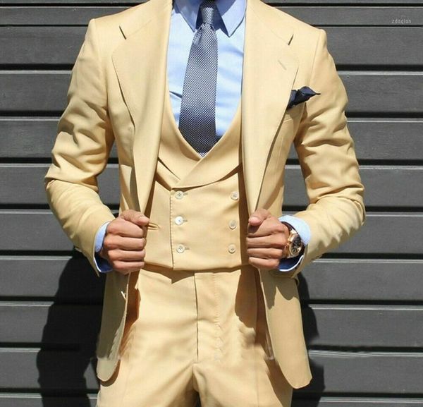 

costume homme mariage gold formal men's suit single breasted blazer&vest&pants 3 piece custom made suits wedding terno masculino & blaz, White;black