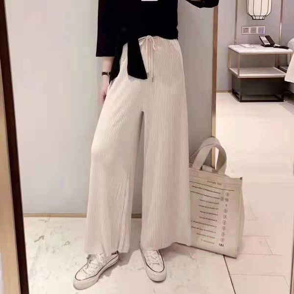 

women's pants & capris wide leg women loose high waist elegant fashion trousers preppy style ankle-lengt females palazzo, Black;white