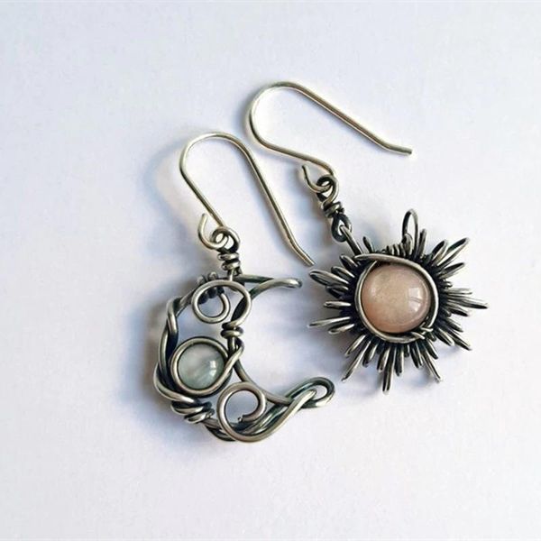 

dangle & chandelier bohemia sun and moon earrings silver color crystal drop women female boho fashion punk jewelry gift for lovers