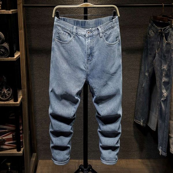 

spring and autumn jeans fashion brand small foot elastic men's loose casual harem pants handsome, Blue