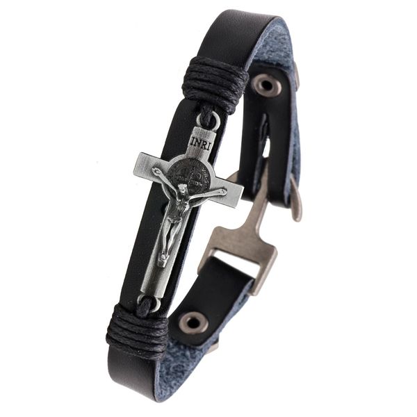 

new style wind jesus cow alloy boat anchor leather bracelet jewelry, Golden;silver