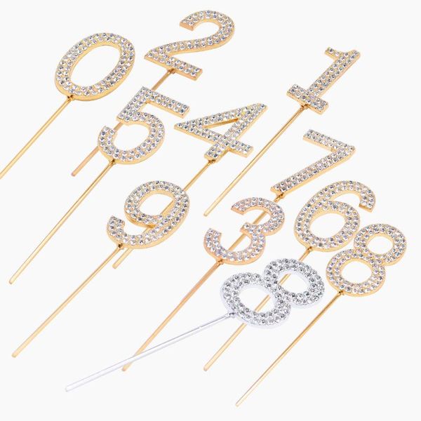 Andere Event Party Supplies 1 Stücke Glitter Legierung Strass Nummer Kuchen Topper Baby Kinder Geburtstag Dekoration Hochzeit Gold Silber Digital Kuchen