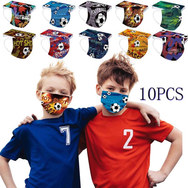 

10pcs kids disposal facemaks fashion football printed disposable mascarillas dechabl monder scarf halloween cosplay mask