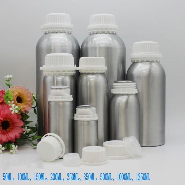

storage bottles & jars 50ml 100ml 500ml polished aluminum bottle essential oil 250ml liquid cosmetic jar screw thread pack
