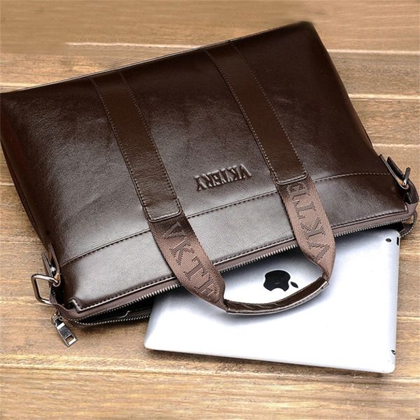 

men's briefcase leather handbag 14 "lapbag messenger men's strap bag business wallet