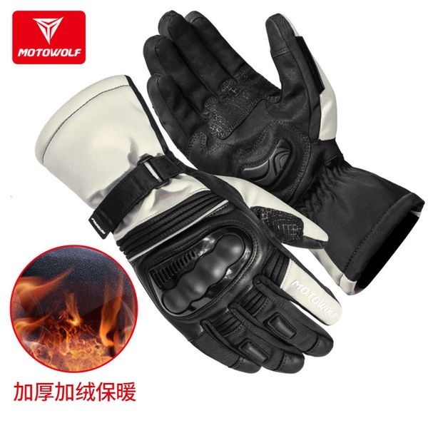 

leather warm gloves for men and women motorcycle riding in winter, Blue;gray