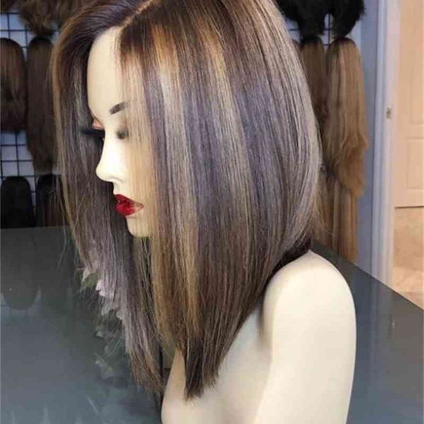 

wig chemical fiber women's short hair partial parting high temperature silk head cover, Black;brown