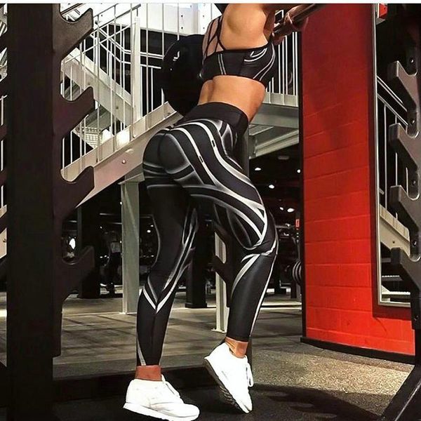 

yoga outfit women fitness pants elasticity sport leggings femal running gym slim printed c1681