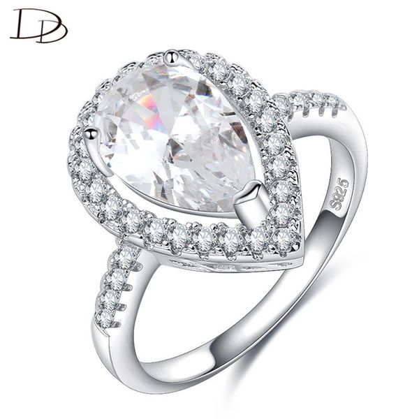 

wedding rings dodo gorgeous princess water-drop zircon stone for women pave set bague silver color gifts ra062, Slivery;golden